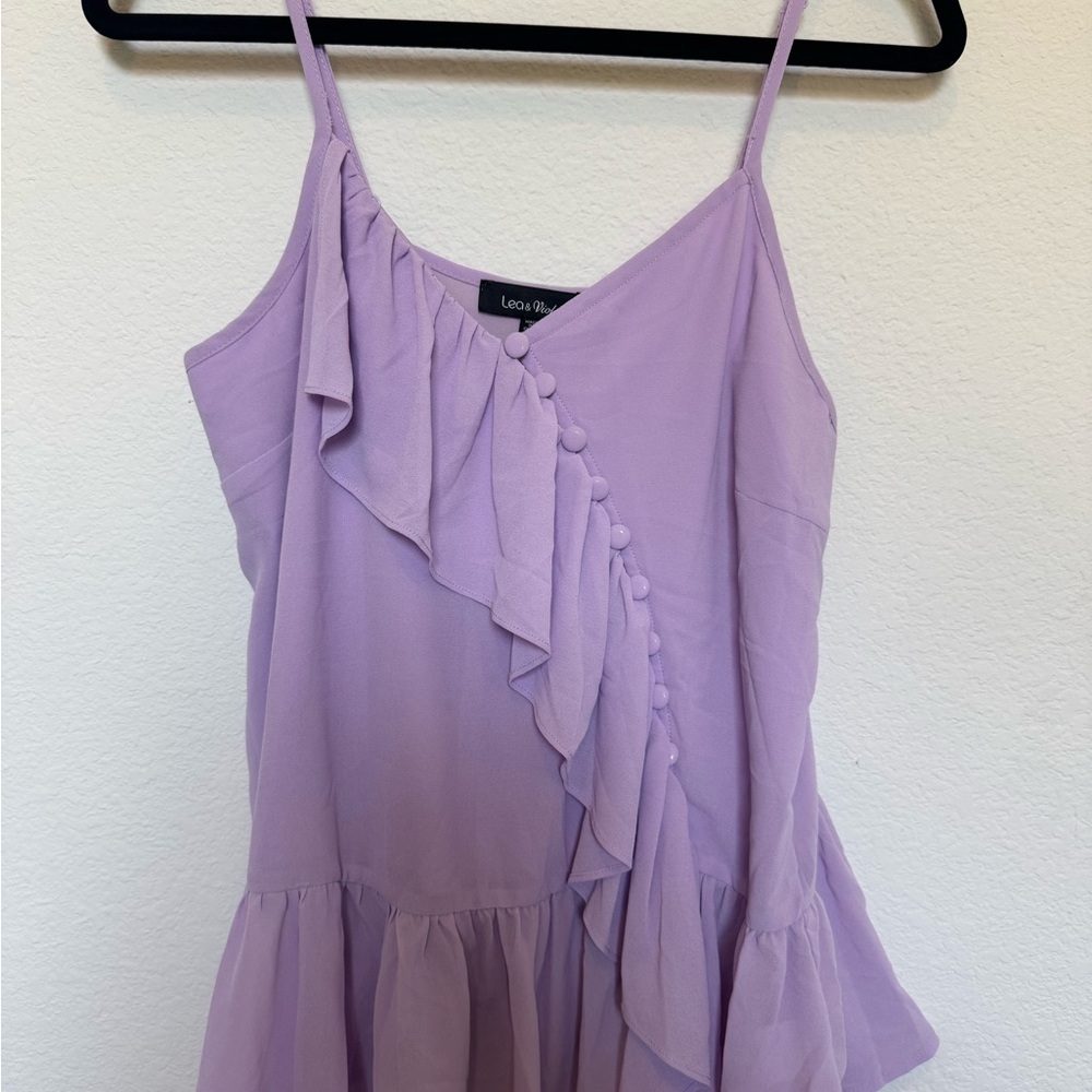 Lavender Ruffle Sleeveless Top